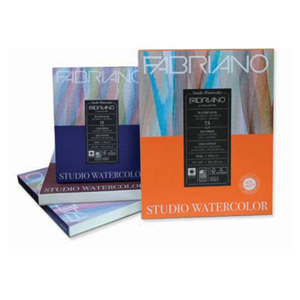 Fabriano, Studio, 140, HotPress, Watercolor Pad, 300gm, 12 Sheets